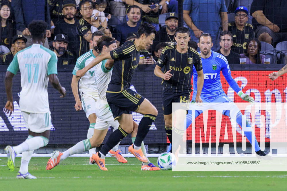 Son Heung-min 7 of the Austin FC looks to pass during Game1 of the Audi 2025 MLS, Fussball Herren, USA Cup Playoffs game against the Los Angeles Football Club on Wednesday October 29, 2025 at the BMO Stadium in Los Angeles, California. LAFC defeats Austin FC, 2-1. JAVIER ROJAS PI Los Angeles USA - ZUMAp124 20251029_zaa_p124_081