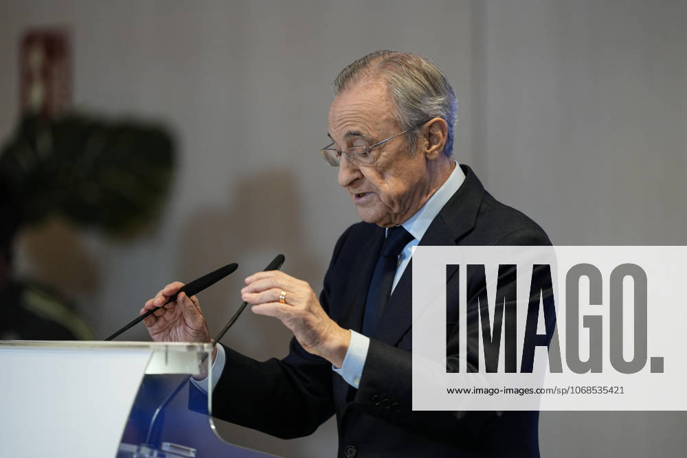 Florentino Perez Real Madrid President attends during the presentation of the 2024â€2025 Golden Boot to Kylian Mbappe in the VIP box at the Santiago Bernabeu Stadium on October 31, 2025 in Madrid, Spain. Madrid Spain - ZUMAa181 20251031_zaa_a181_067