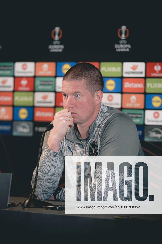 FC Midtjylland press conference, PK, Pressekonferenz - Europa League Herning, Denmark - November 5: Head coahc Mike Tullberg and Kevin Mbabu during FC Midtjylland press conference ahead of the match against Glasgow Celtic in UEFA Europa League at MCH Arena Herning MCH Arena Denmark