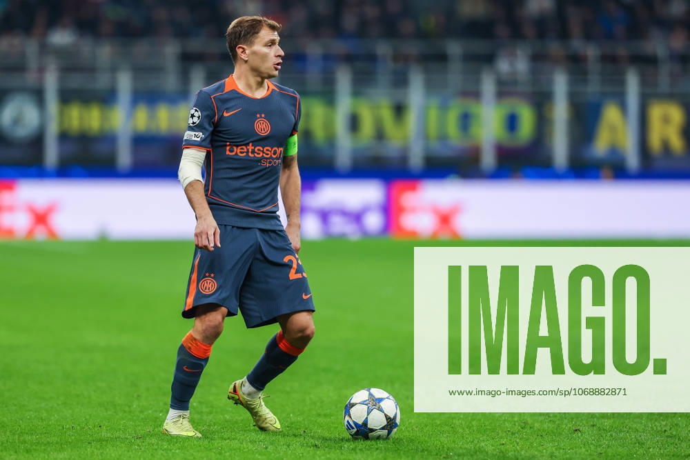 Nicolo Barella of FC Internazionale seen in action during UEFA Champions League 2025 26 League Phase - Matchday 4 football match between FC Internazionale and FC Kairat Almaty at San Siro Stadium in Milan Italy on 05 November 2025. Milan Stadio Giuseppe Meazza Milan Italy