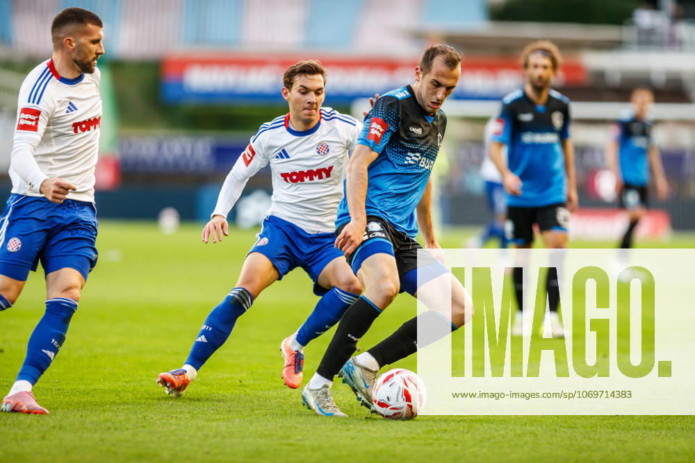 SuperSport HNL, round 15: HNK Hajduk Split v NK Varazdin Ante Rebic of HNK Hajduk Split, Niko Kristian Sigur of HNK Hajduk Split and Luka Mamic of NK Varazdin during the SuperSport HNL 2025. 2026. round 15 match between HNK Hajduk Split and NK Varazdin at Poljud Stadium in Split, Croatia on November 29, 2025. ZvonimirxBarisin PIXSELL