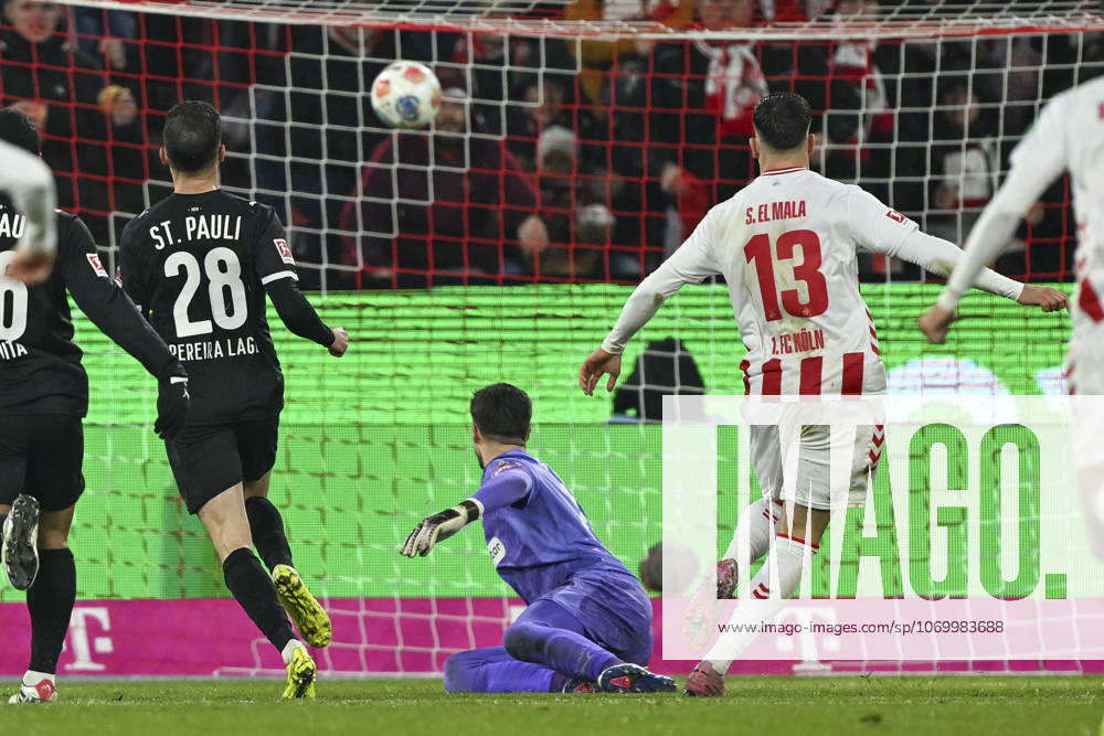 Said El Mala (Koeln 13) erzielt das Tor zum 1:0 06.12.2025 Fussball 1. FC Koeln vs FC St. Pauli, Rheinenergiestadion, Koeln, DFB DFL REGULATIONS PROHIBIT ANY USE OF PHOTOGRAPHS AS IMAGE SEQUENCES AND OR QUASI-VIDEO
