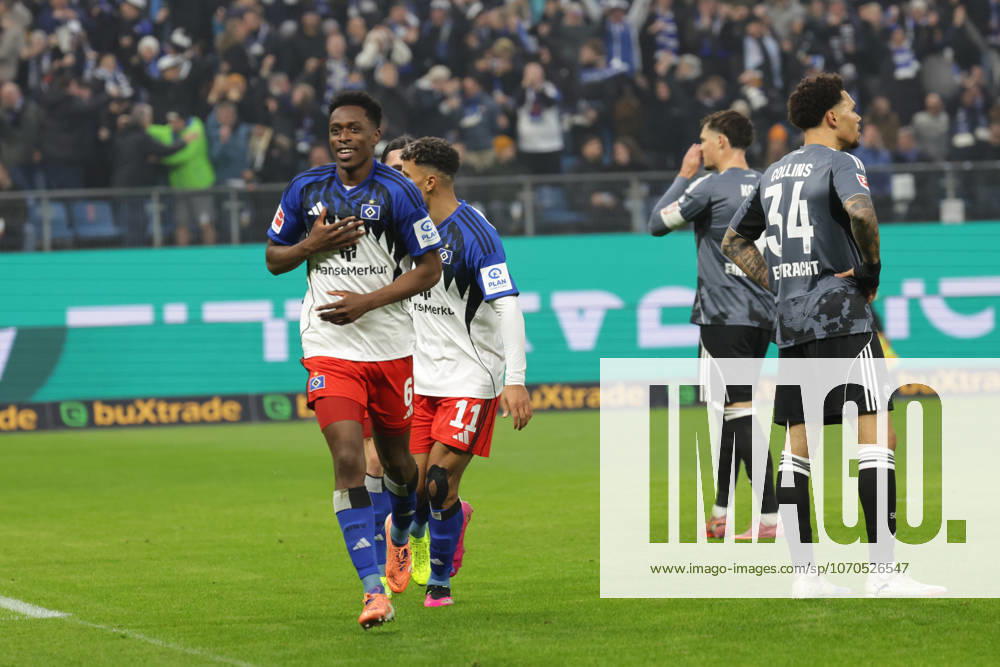 2025.12.20 Fussball 1. Bundesliga Hamburger Sportverein - Eintracht Frankfurt v.l. Albert Lokonga (Hamburger SV ,6) feiert das 1:0 (DFL regulations prohibit any use of photographs as image sequences and or quasi-video.