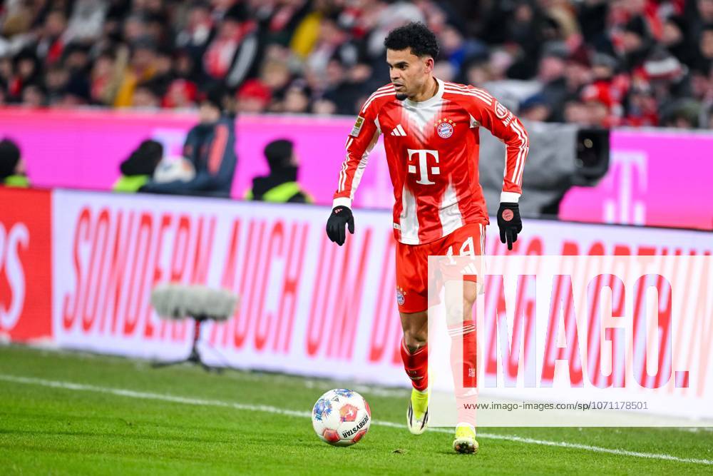 Luis Diaz (FC Bayern München) in Aktion, am Ball, Einzelaktion waehrend des spiels der Bundesliga zwischen FC Bayern München und VfL Wolfsburg, Allianz Arena am 11. January 2026 in München, Deutschland. (Foto von Harry Langer DeFodi Images) +++ Luis Diaz (FC Bayern München) controls the Ball during the Bundesliga match between FC Bayern München and VfL Wolfsburg at Allianz Arena on January 11, 2026 in München, Germany. (Photo by Harry Langer DeFodi Images) DFL regulations prohibit any use of photographs as image sequences and or quasi-video. (Photo by Harry Langer DeFodi Images) DFL regulations prohibit any use of photographs as image sequences and or quasi-video. -