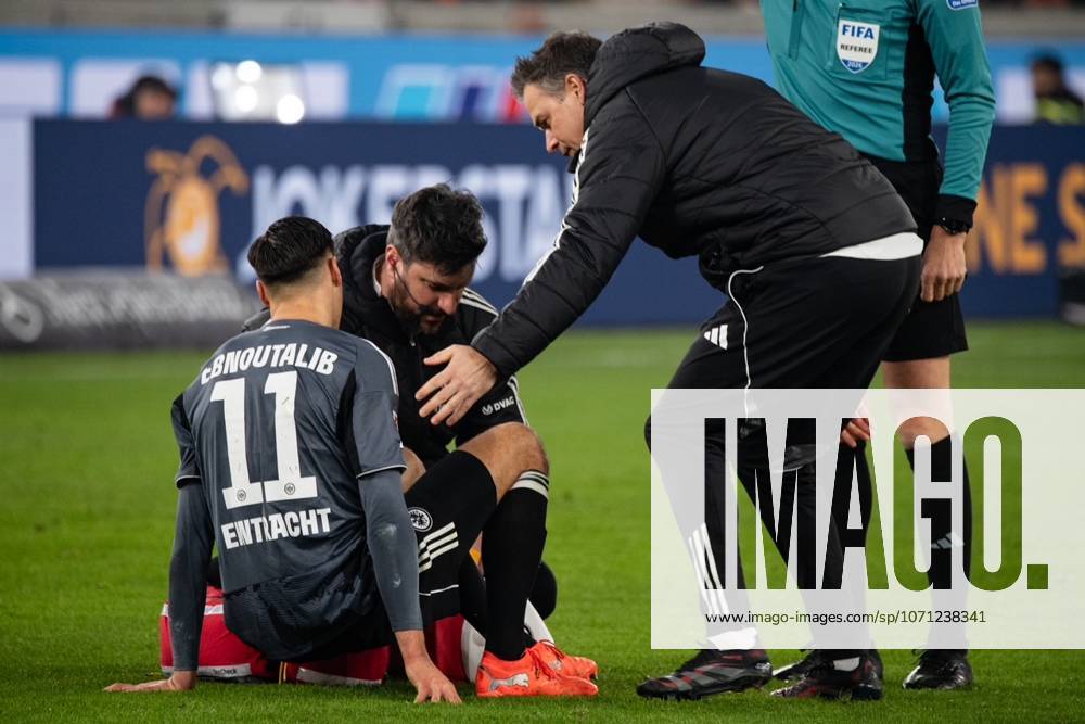 Younes Ebnoutalib (Eintracht Frankfurt) injured, is treated on the groundduring during the 1.Bundesliga Matchday 17 match between VFB Stuttgart and Eintracht Frankfurt at MHP Arena in Stuttgart, Germany on January 13, 2026