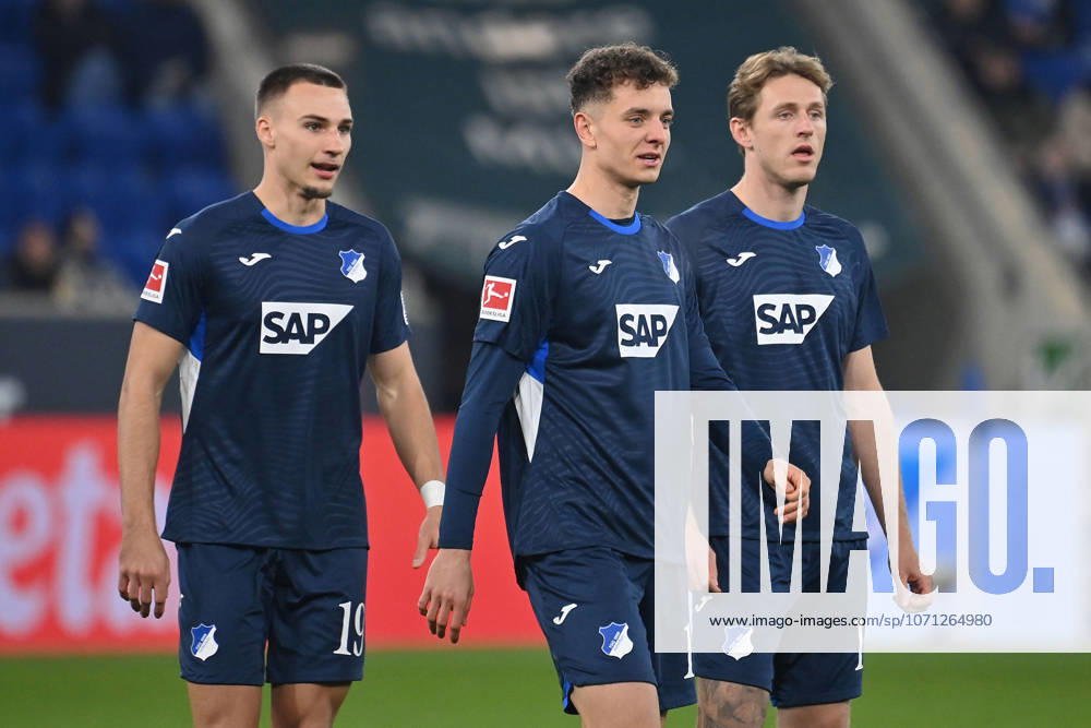 V.li:Tim LEMPERLE (1899 Hoffenheim), Fisnik ASLLANI (1899 Hoffenheim),Wouter BURGER (1899 Hoffenheim),Aktion. Fussball 1. Bundesliga Saison 2025 2026, 17.Spieltag, Spieltag17 TSG 1899 Hoffenheim - Borussia Moenchengladbach 5-1 am 14.01.2026 PreZero ARENA.