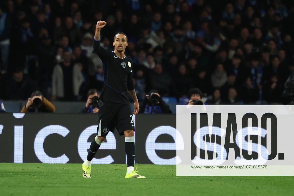 Joao Pedro of Chelsea celebrates after scoring the goal of 2-2 during the UEFA Champions League 2025 2026 football match between SSC Napoli and Chelsea FC at Diego Armando Maradona stadium in Naples (Italy), January 28th, 2026. cesarexpurini