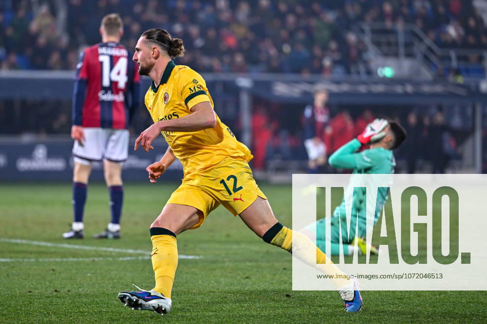 Milan s Adrien Rabiot celebrates after scoring a goal during Bologna FC vs AC Milan, Italian soccer Serie A match in Bologna, Italy, February 03 2026
