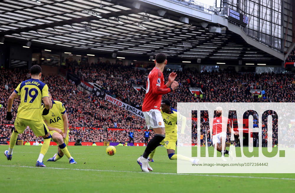 Manchester United, ManU v Tottenham Hotspur 07 February 2026 Manchester - Premier League football - Manchester United v Tottenham Hotspur - Bryan Mbeumo of Manchester United scoring the opening goal of the match - (Photo by Simon Stacpoole) Manchester UK