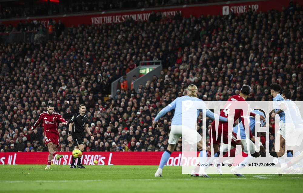 Liverpool v Manchester City, FA Premier League 08.02.26 Liverpool v Manchester City, FA Premier League Bradley Ormesher The Times Dominik Szoboszlai of Liverpool scores and celebrates scoring his teams opening goal 1-0