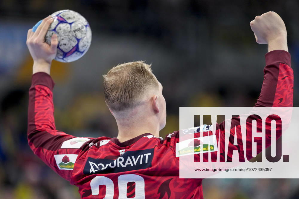 David Späth (Torwart, RNL, 29), Einzelbild, Einzelfoto, Aktion, Action, Jubel, jubeln, jubelt, celebration, Freude, freuen, freut sich, zuversichtlich, optimistisch, positiv, Spielszene, 11.02.2026, Mannheim (Deutschland), Handball, Bundesliga, Rhein-Neckar Löwen - THW Kiel