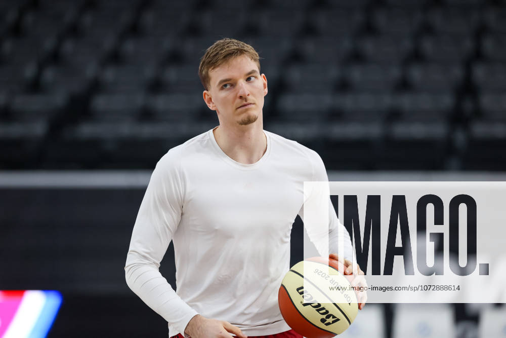 Justuz Hollatz (FC Bayern Basketball, 21), GER, FC Bayern Basketball, Training, Basketball, BBL Pokal, BMW TOP FOUR, Saison 2025 2026, 20.02.2026, GER, FC Bayern Basketball, Training, Basketball, BBL Pokal, BMW TOP FOUR, Saison 2025 2026, 20.02.2026 Muenchen