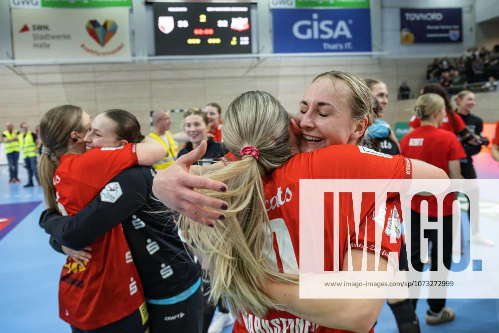 Wildcats jebeln nach 33:32 Heimsieg, SV Union Halle-Neustadt vs. BSV Sachsen Zwickau, Alsco Handball Bundesliga Frauen, Saison 2025 26, 18. Spieltag, 25.02.2026 Halle SWH Arena Sachsen-Anhalt Deutschland