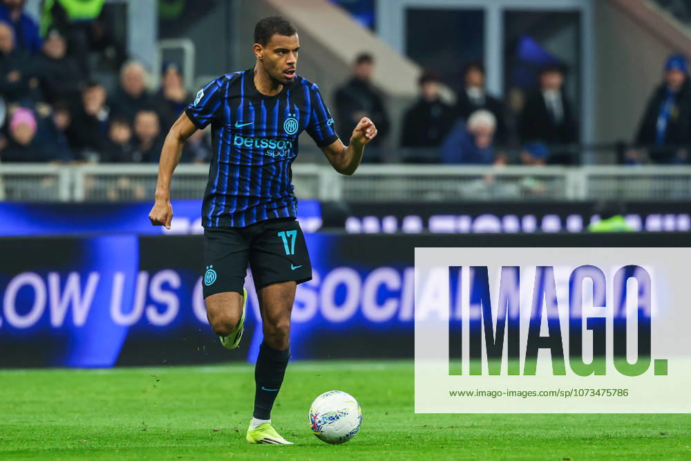 Andy Diouf of FC Internazionale seen in action during Serie A 2025 26 football match between FC Internazionale and Genoa CFC at San Siro Stadium in Milan Italy on 28 February 2026. Milan Stadio Giuseppe Meazza Milan Italy