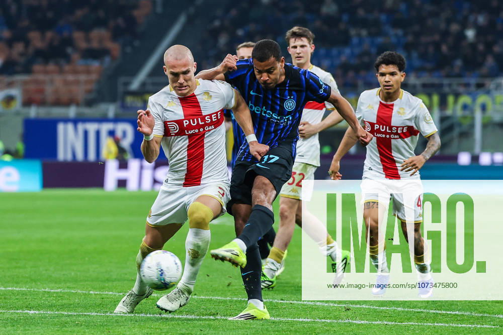 Andy Diouf of FC Internazionale seen in action during Serie A 2025 26 football match between FC Internazionale and Genoa CFC at San Siro Stadium in Milan Italy on 28 February 2026. Milan Stadio Giuseppe Meazza Milan Italy