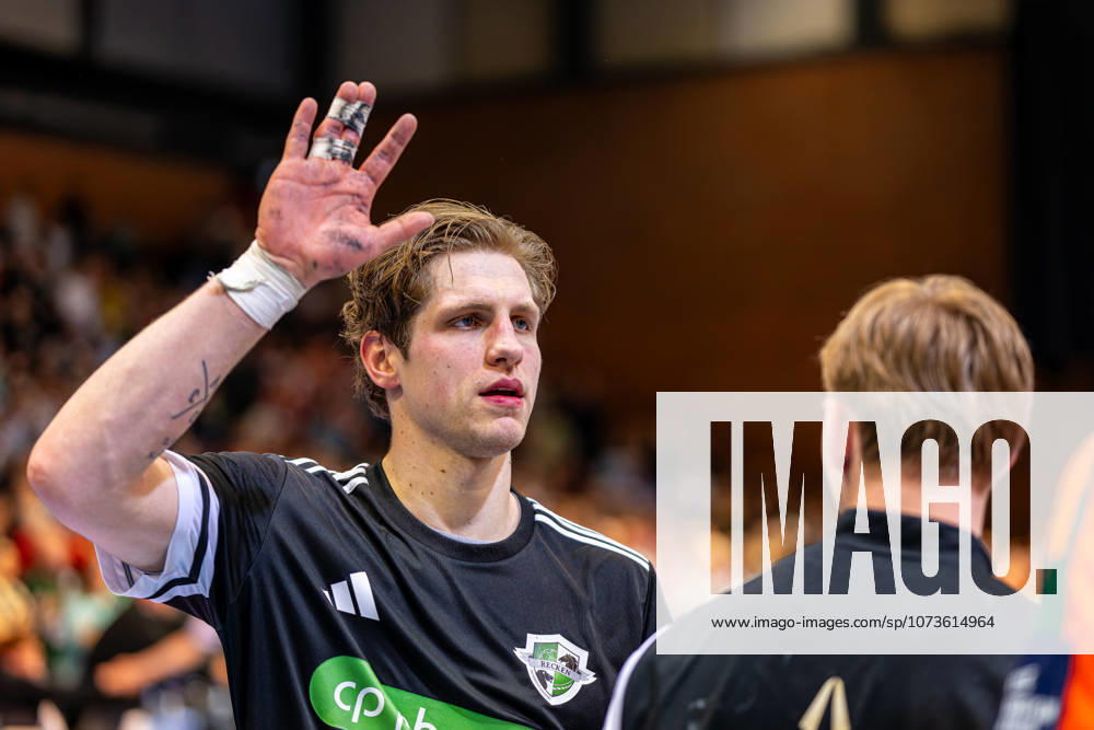 Joel Birlehm (TSV Hannover-Burgdorf, Nr. 35) (L-R), TSV Hannover-Burgdorf (orange) against Kadetten Schaffhausen (black) (3. Matchday of the Main Round EHF European League 2025 2026) (01.03.2026, Swiss Life Hall (Hannover, GER),