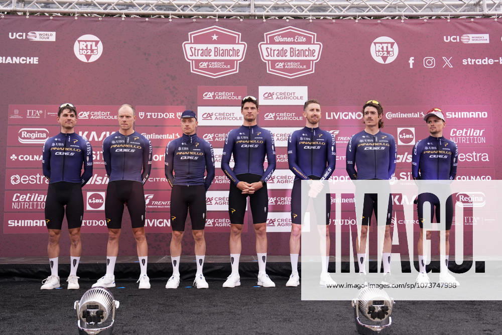PINARELLO-Q36.5 PRO CYCLING TEAM during the team presentation of the Strade Bianche e Strade Bianche Women cycling race in Siena, Tuscany - Italy - Friday, March 6, 2026. - cycling
