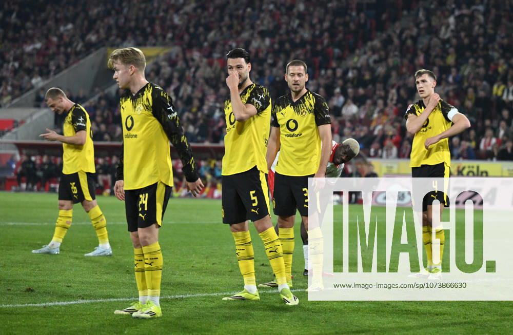 Nico Schlotterbeck (Borussia Dortmund), Waldemar Anton (Borussia Dortmund), Ramy Bensebaini (Borussia Dortmund), Daniel Svensson (Borussia Dortmund), Julian Ryerson (Borussia Dortmund), v.re. 07.03.2026, Fussball 1. Bundesliga, Saison 2025 2026, 25. Spieltag, 1. FC Köln - Borussia Dortmund 1:2 DFL regulations prohibit any use of photographs as image sequences and or quasi-video Koeln RheinEnergieStadion Nordrhein Westfalen Deutschland