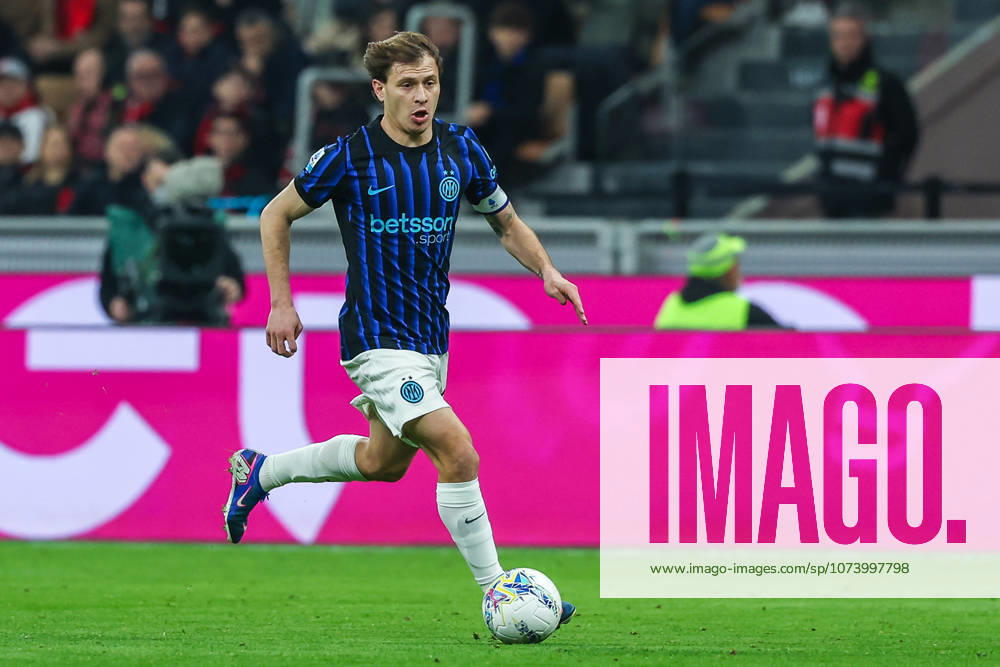 Nicolo Barella of FC Internazionale seen in action during Serie A 2025 26 football match between AC Milan and FC Internazionale at San Siro Stadium in Milan Italy on 08 March 2026. Milan Stadio San Siro Milan Italy