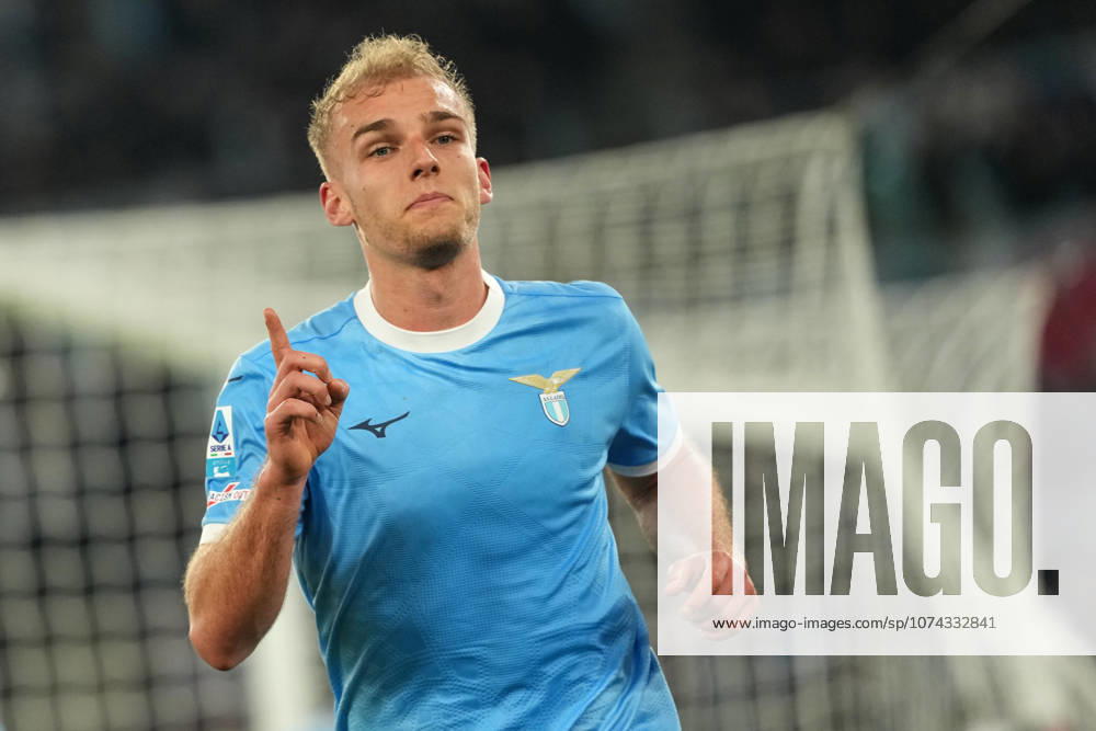 Gustav Isaksen of SS Lazio celebrates after scoring the goal of 1-0 during the Serie A 2025 2026 football match between SS Lazio and AC Milan at Stadio Olimpico in Rome (Italy), March 15, 2026. AntoniettaxBaldassarre
