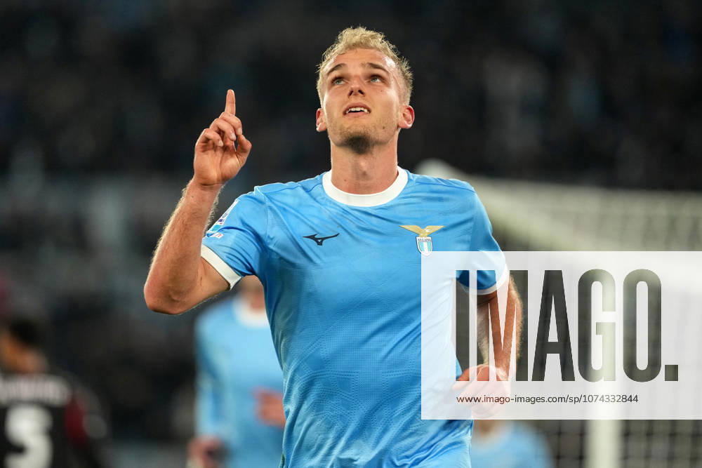 Gustav Isaksen of SS Lazio celebrates after scoring the goal of 1-0 during the Serie A 2025 2026 football match between SS Lazio and AC Milan at Stadio Olimpico in Rome (Italy), March 15, 2026. AntoniettaxBaldassarre