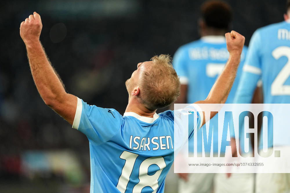 Gustav Isaksen of SS Lazio celebrates after scoring the goal of 1-0 during the Serie A 2025 2026 football match between SS Lazio and AC Milan at Stadio Olimpico in Rome (Italy), March 15, 2026. AntoniettaxBaldassarre
