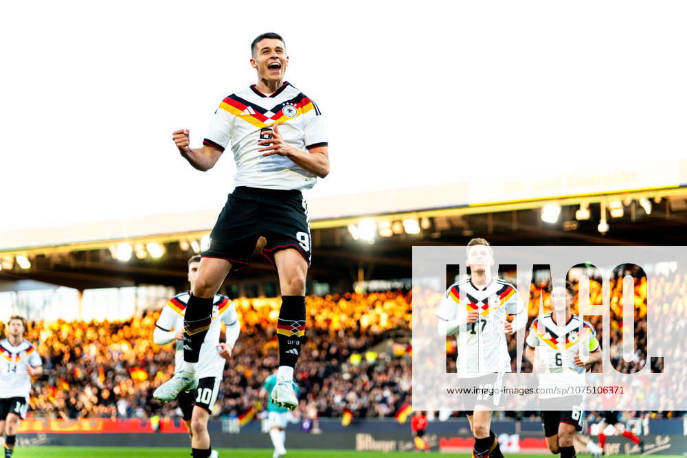 Deutschland: U21, U 21 EM-Qualifikation 2025 2026, Deutschland U21 vs. Nordirland U21, Freitag 27.03.2026, Eintracht Stadion Braunschweig Tor zum 1:0 durch Nicolo Tresoldi Elfmeter Jubel Freude Emotionen Torjubel DFB U21 Nationalmannschaft