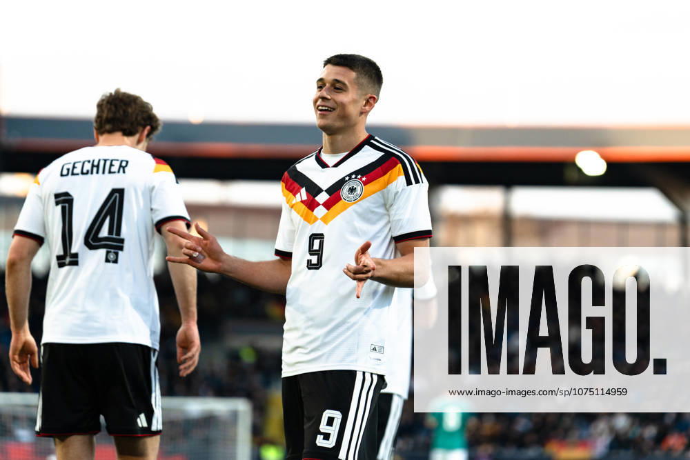 Deutschland: U21, U 21 EM-Qualifikation 2025 2026, Deutschland U21 vs. Nordirland U21, Freitag 27.03.2026, Eintracht Stadion Braunschweig DFB U21 Nationalmannschaft Tor zum 1:0 durch Nicolò Tresoldi Elfmeter Jubel Freude Emotionen Torjubel