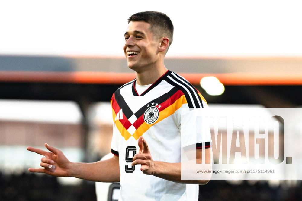 Deutschland: U21, U 21 EM-Qualifikation 2025 2026, Deutschland U21 vs. Nordirland U21, Freitag 27.03.2026, Eintracht Stadion Braunschweig DFB U21 Nationalmannschaft Tor zum 1:0 durch Nicolò Tresoldi Elfmeter Jubel Freude Emotionen Torjubel