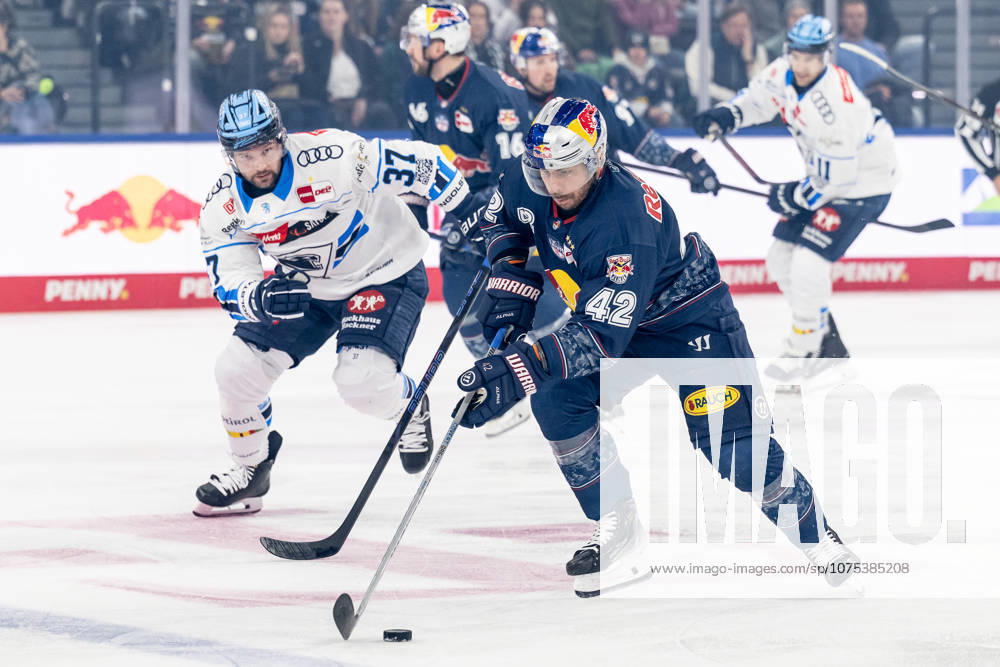 Yasin Ehliz (EHC Red Bull Muenchen, 42) GER, EHC Red Bull Muenchen vs. ERC Ingolstadt, Eishockey, DEL, Playoffs, Viertelfinale Spiel 5, Saison 2025 2026, 02.04.2026. GER, EHC Red Bull Muenchen vs. ERC Ingolstadt, Eishockey, DEL, Playoffs, Viertelfinale Spiel 5, Saison 2025 2026, 02.04.2026. Muenchen