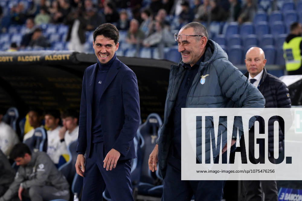 Foto IPP Luciano Adriani Roma 04 04 2026 Campionato di calcio Serie A Tim 2025-2026 Lazio v Parma Nella foto: Carlo Cuesta a sinistra allenatore del Parma saluta Maurizio Sarri allenatore della Lazio Italy Photo Press - World Copyright Roma italy Italia ITALY
