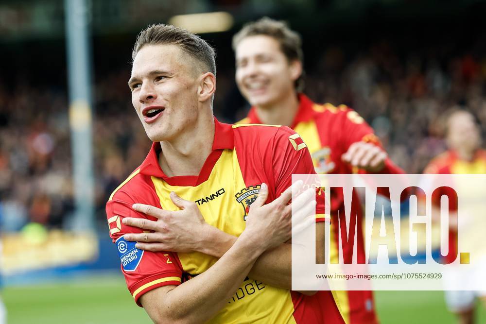 DEVENTER - Mathis Suray of Go Ahead Eagles celebrates after scoring the 5-0 goal during the Dutch Eredivisie match between Go Ahead Eagles and PEC Zwolle at De Adelaarshorst on April 5, 2026, in Deventer, the Netherlands. VINCENT JANNINK ANP Eredivisie 2025-2026 ANPxSportx IVx 555086671 originalFilename: 555086671