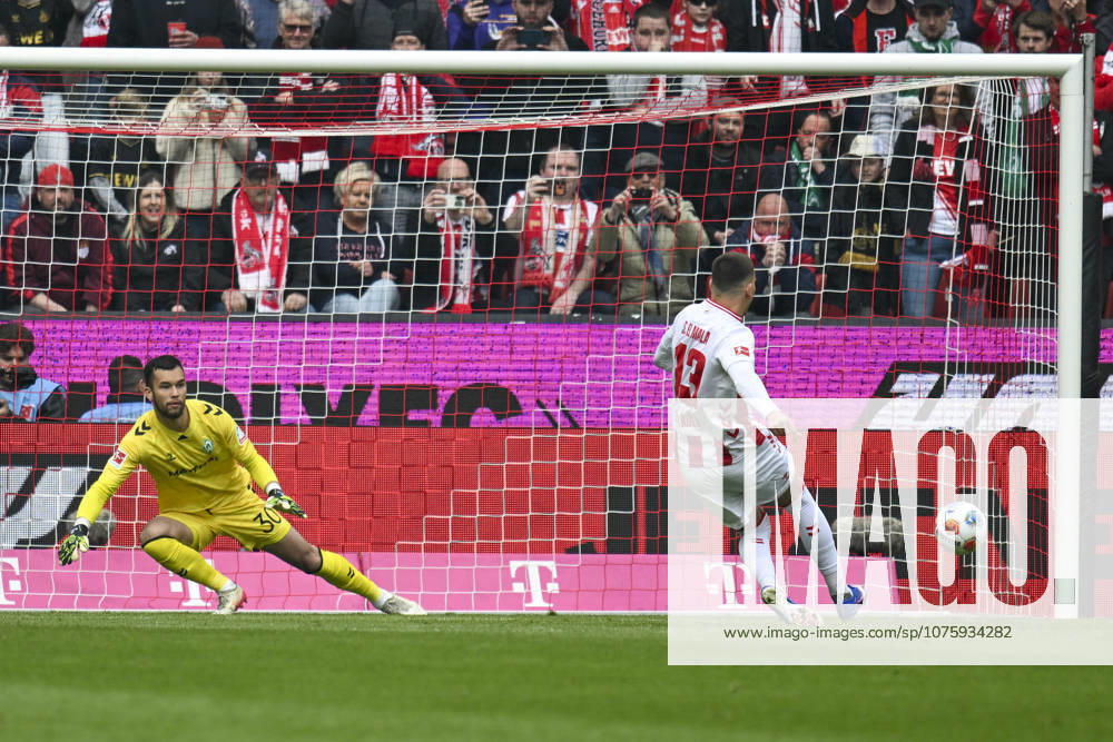 Said El Mala (Koeln 13) erzielt das Tor zum 1:0 12.04.2026 ¢ Fussball ¢ 1. FC Koeln vs SV Werder Bremen, Rheinenergiestadion, Koeln, DFB DFL REGULATIONS PROHIBIT ANY USE OF PHOTOGRAPHS AS IMAGE SEQUENCES AND OR QUASI-VIDEO