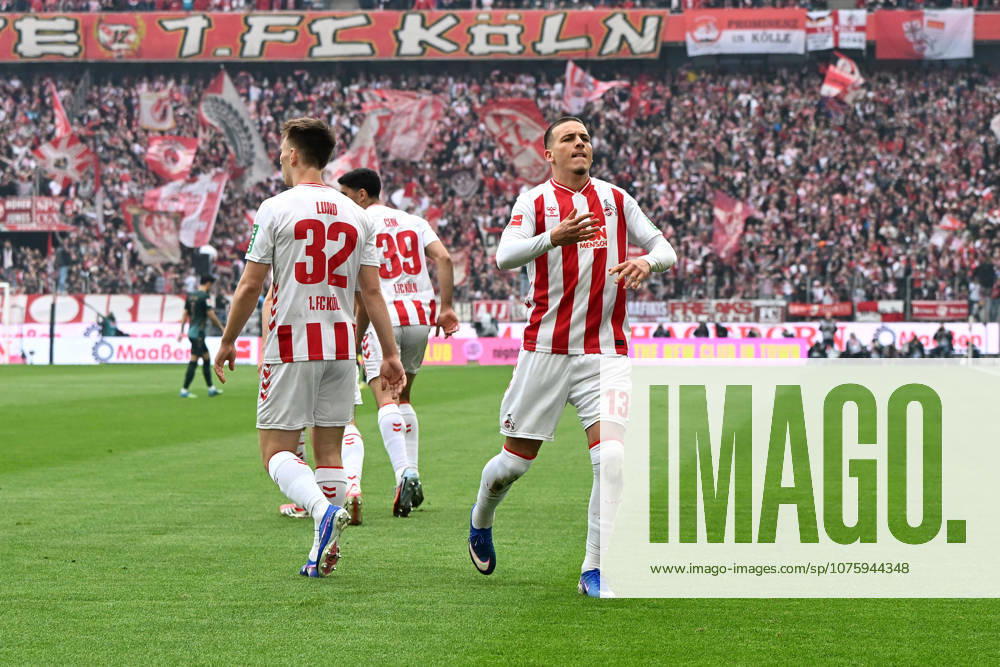 Said El Mala (1. FC Koeln) Torjubel, jubelt nach seinem Treffer zum 1:0 waehrend des Spiels der Bundesliga zwischen dem 1. FC Köln und SV Werder Bremen, RheinEnergieSTADION am 12. April 2026 in Köln, Deutschland. (Foto von Ralf Treese DeFodi Images) +++ Said El Mala (1. FC Koeln) celebrates after scoring his teams first goal during the Bundesliga match between 1. FC Köln and SV Werder Bremen at RheinEnergieSTADION on April 12, 2026 in Köln, Germany. (Photo by Ralf Treese DeFodi Images) DFL regulations prohibit any use of photographs as image sequences and or quasi-video. (Photo by Ralf Treese DeFodi Images) -