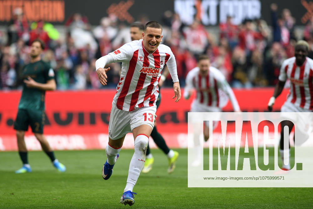 Said El Mala (1. FC Koeln) Torjubel, jubelt nach seinem Treffer zum 1:0 waehrend des Spiels der Bundesliga zwischen dem 1. FC Köln und SV Werder Bremen, RheinEnergieSTADION am 12. April 2026 in Köln, Deutschland. (Foto von Ralf Treese DeFodi Images) +++ Said El Mala (1. FC Koeln) celebrates after scoring his teams first goal during the Bundesliga match between 1. FC Köln and SV Werder Bremen at RheinEnergieSTADION on April 12, 2026 in Köln, Germany. (Photo by Ralf Treese DeFodi Images) DFL regulations prohibit any use of photographs as image sequences and or quasi-video. (Photo by Ralf Treese DeFodi Images) -