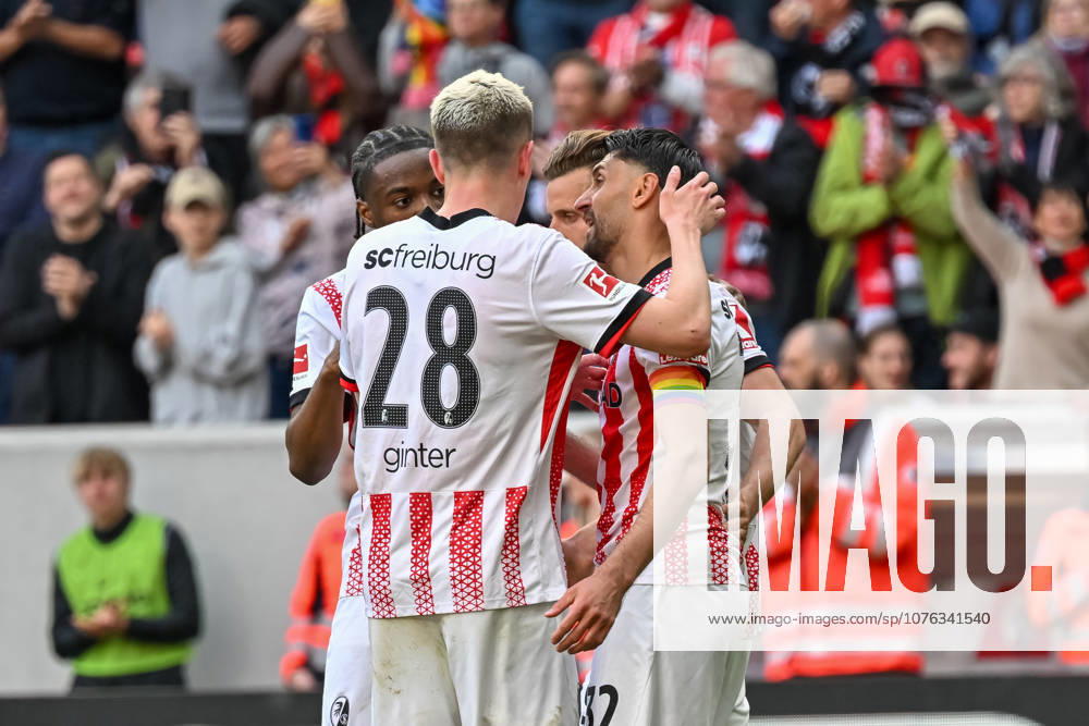 Jubel zum Tor zum 2:1 durch Maximilian Eggestein (SC Freiburg, 08) GER, SC Freiburg - 1. FC Heidenheim, Fussball, Bundesliga, 30. Spieltag, Saison 2025 2026, 19.04.2026 DFL DFB REGULATIONS PROHIBIT ANY USE OF PHOTOGRAPHS AS IMAGE SEQUENCES AND OR QUASI-VIDEO GER, SC Freiburg - 1. FC Heidenheim, Fussball, Bundesliga, 30. Spieltag, Saison 2025 2026, 19.04.2026 Freiburg