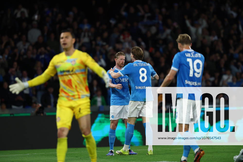 Napolis Kevin De Bruyne celebrates after scoring goal 3-0 during the Serie A soccer match between Napoli and Cremonese at the Diego Armando Maradona Stadium in Naples, southern italy - Friday , April 24 , 2026. - Soccer .