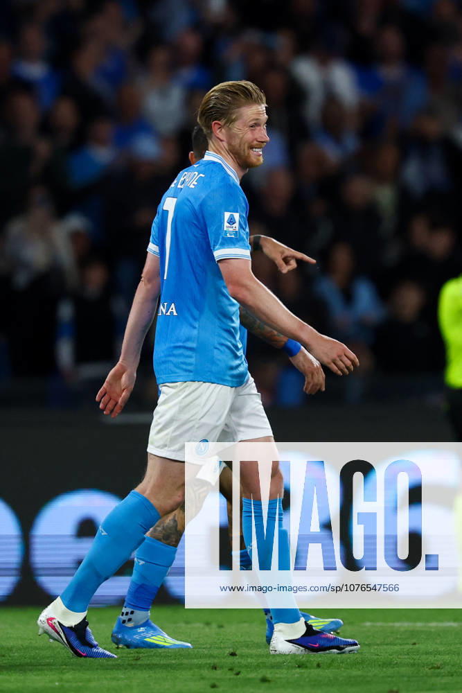 Napolis Kevin De Bruyne celebrates after scoring goal 3-0 during the Serie A soccer match between Napoli and Cremonese at the Diego Armando Maradona Stadium in Naples, southern italy - Friday , April 24 , 2026. - Soccer .