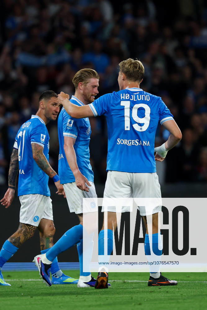Napolis Kevin De Bruyne celebrates after scoring goal 3-0 during the Serie A soccer match between Napoli and Cremonese at the Diego Armando Maradona Stadium in Naples, southern italy - Friday , April 24 , 2026. - Soccer .