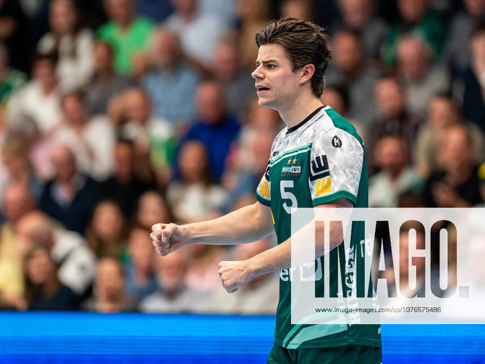 Rutger ten Velde (Frisch Auf Goeppingen, 05) jubelt, Frisch Auf Goeppingen vs. Rhein-Neckar Loewen, Handball, 1. Bundesliga, Herren, Spielzeit 2025 2026, 23.04.2026, Frisch Auf Goeppingen vs. Rhein-Neckar Loewen, Handball, 1. Bundesliga, Herren, Spielzeit 2025 2026, 23.04.2026 Goeppingen