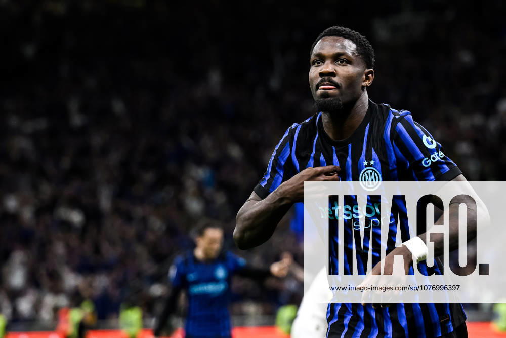 Marcus Thuram of FC Internazionale celebrates after scoring the goal of 1-0 during the Serie A 2025 2026 football match between FC Internazionale and Parma Calcio at San Siro stadium in Milano (Italy), May 3, 2026. andreaxstaccioli