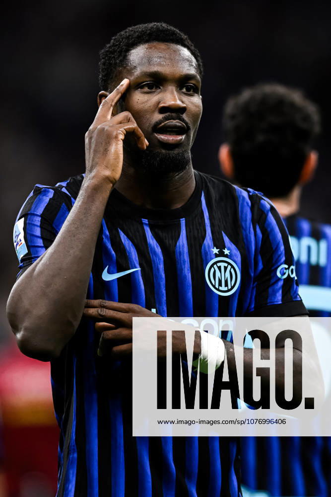 Marcus Thuram of FC Internazionale celebrates after scoring the goal of 1-0 during the Serie A 2025 2026 football match between FC Internazionale and Parma Calcio at San Siro stadium in Milano (Italy), May 3, 2026. andreaxstaccioli