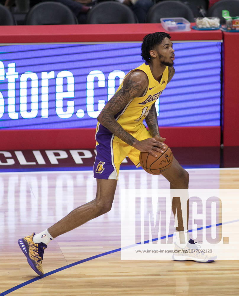 Los Angeles, California, U.S - Brandon Ingram 14 of the Los Angeles Lakers with the ball during their preseason game against the Los Angeles Clippers on Friday October 13, 2017 at the Staples Center in Los Angeles, California.