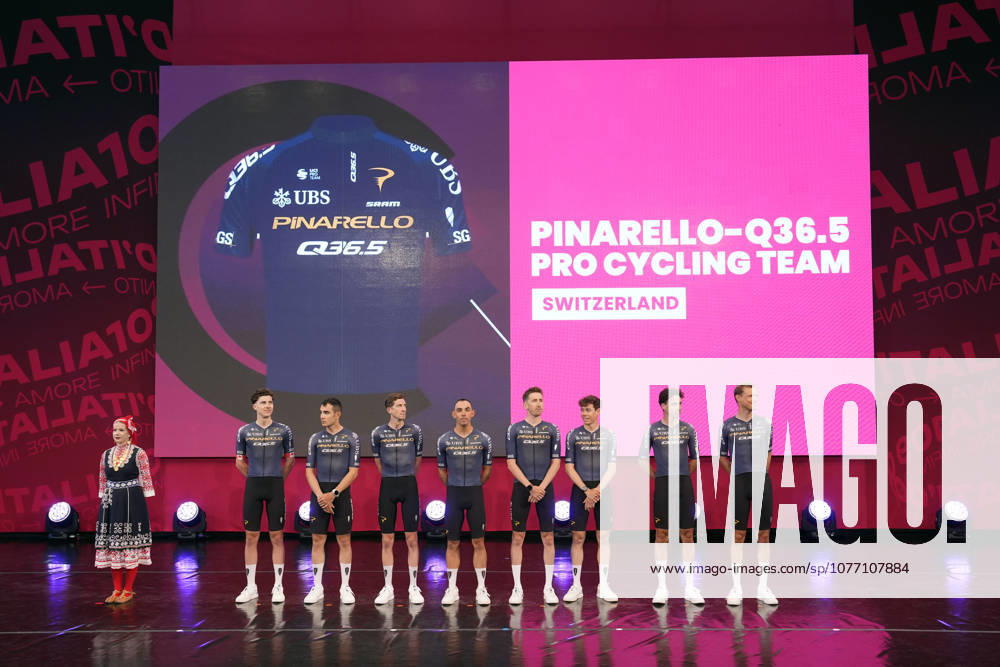 PINARELLO-Q36.5 PRO CYCLING TEAM during the teams presentation ahead of the Giro dItalia cycling race in Burgas. The race starts on Friday, May 8, with the first stage over 160 km, from Nessebar to Burgas, Bulgaria - Wednesday, May 6, 2026. - cycling.