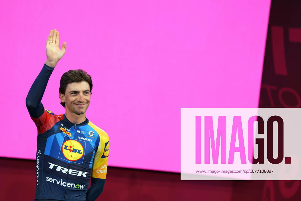 Italys Giulio Ciccone of Lidl-Trek during the teams presentation ahead of the Giro dItalia cycling race in Burgas. The race starts on Friday, May 8, with the first stage over 160 km, from Nessebar to Burgas, Bulgaria - Wednesday, May 6, 2026. - cycling.