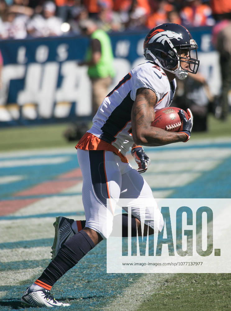 Los Angeles, California, U.S - 27 Brendan Langley CB of the Los Angeles Chargers runs with the ball during their game against the Denver Broncos on Sunday October 22, 2017 at the StubHub Center in Los Angeles, California. Chargers defeats Broncos, 21-0.