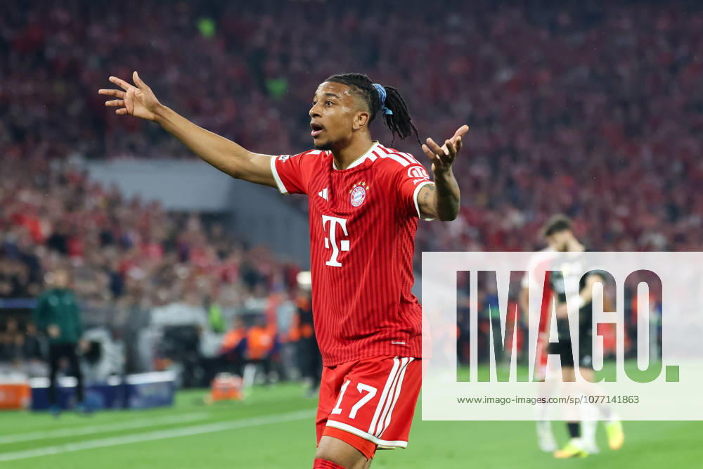 Michael Olise (FC Bayern Muenchen, 17) gestikuliert, GER, FC Bayern Muenchen vs. Paris St. Germain, Fussball, UEFA Champions League, Halbfinale, Rueckspiel, Saison 2025 2026, 06.05.2026, GER, FC Bayern Muenchen vs. Paris St. Germain, Fussball, UEFA Champions League, Halbfinale, Rueckspiel, Saison 2025 2026, 06.05.2026 Muenchen