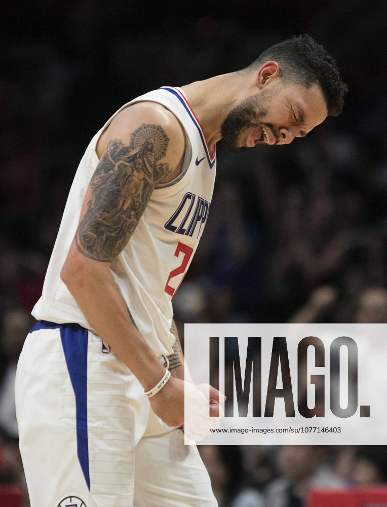 Los Angeles, California, U.S - Austin Rivers 25 of the Los Angeles Clippers reacts after making a basket during their regular season NBA, Basketball Herren, USA game against the Utah Jazz on Tuesday October 24, 2017 at the Staples Center in Los Angeles, California. Clippers defeats Jazz, 102-84.