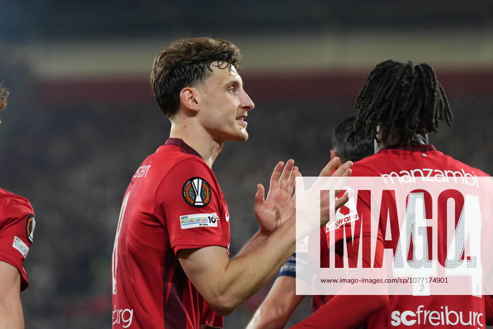 Maximilian Eggestein (SC Freiburg, 08) Torjubel, Emotionen, Torschuss, Abschluss, Torerfolg, Tor, Treffer , Deutschland, Fussball, UEFA Europa League, Halbfinale, Rückspiel, 2025 2026, SC Freiburg vs. SC Braga, 07.05.2026, Europa-Park Stadion, Freiburg Freiburg Europa-Park Stadion Baden-Württemberg Deutschland
