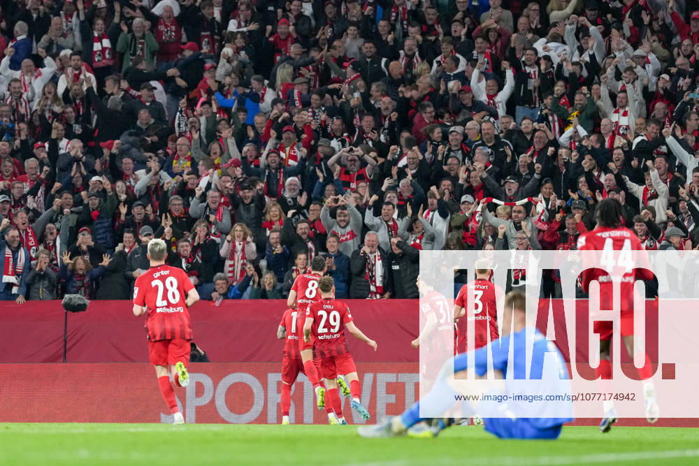 Torjubel, Emotionen, Torschuss, Abschluss, Torerfolg, Tor, Treffer , Deutschland, Fussball, UEFA Europa League, Halbfinale, Rückspiel, 2025 2026, SC Freiburg vs. SC Braga, 07.05.2026, Europa-Park Stadion, Freiburg Freiburg Europa-Park Stadion Baden-Württemberg Deutschland